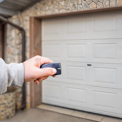 Jonesboro security key fob pointing to a garage door